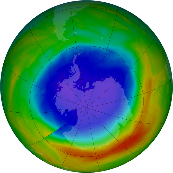 Antarctic ozone map for 21 October 1989